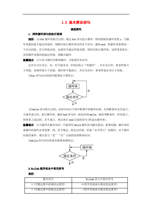 高中数学 第一章 算法初步 1.2 基本算法语句教案 新人