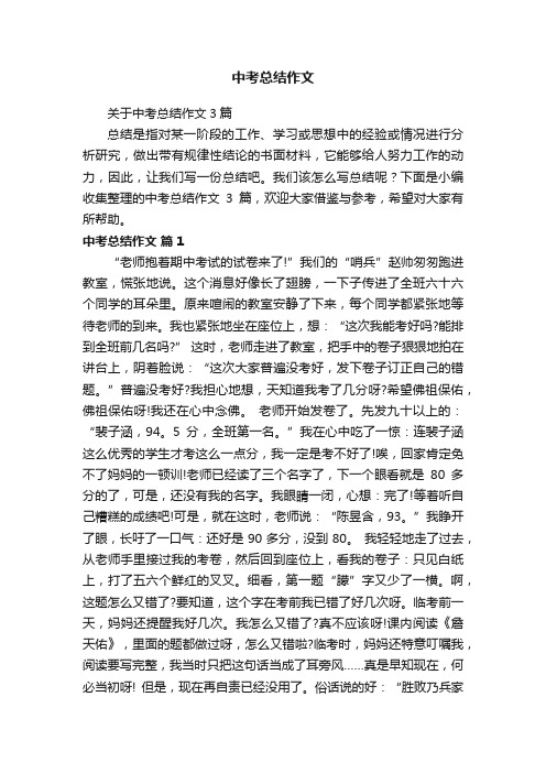 关于中考总结作文3篇