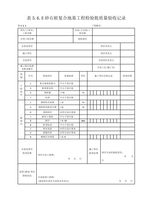 砂石桩复合地基工程检验批质量验收记录