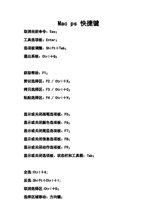 Mac ps 快捷键