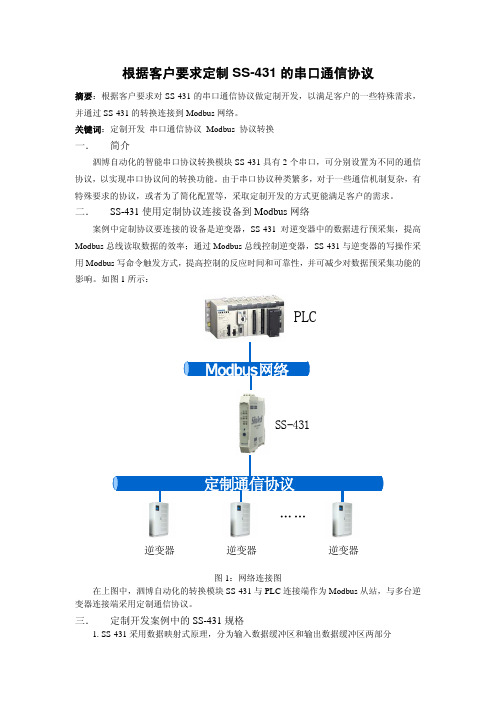 非标自定义串口转modbus模块 SS-431案例