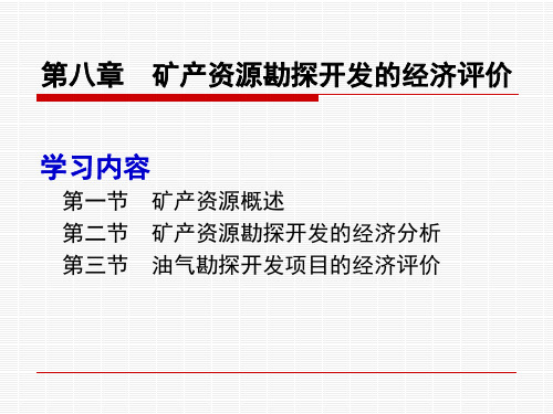 技术经济学第八章 矿产资源勘探开发的经济评价