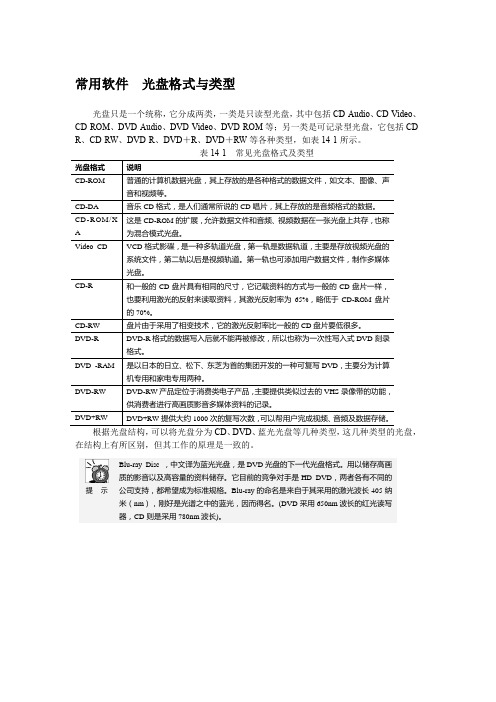 常用软件  光盘格式与类型