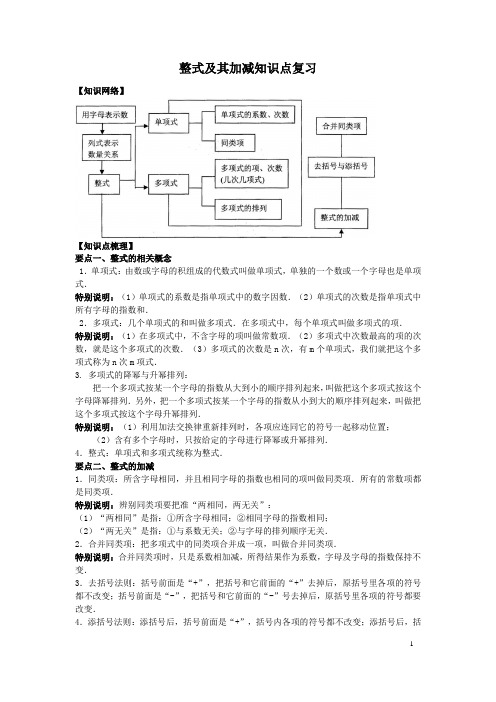 第三章《整式及其加减》基础知识