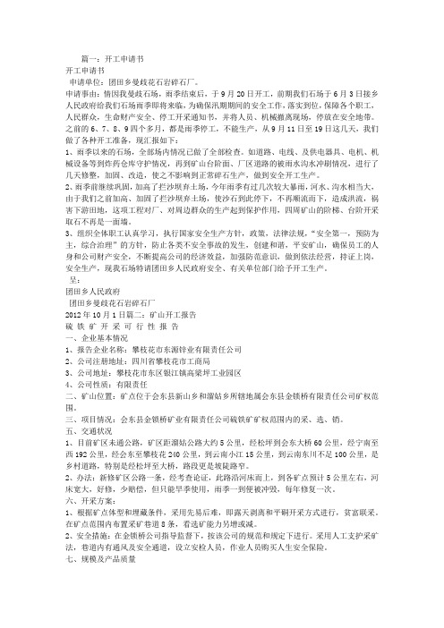 矿山开工申请报告