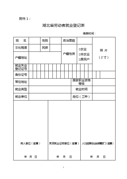 鄂人社发[2010]71号 附件 《就业失业登记证管理办法》细则附件