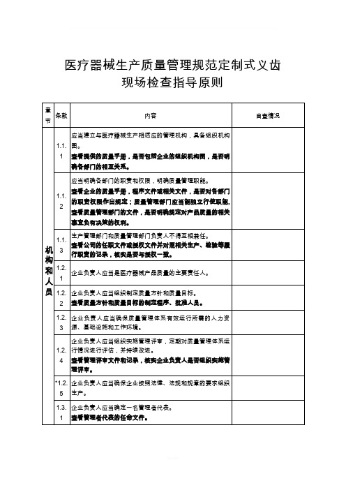 定制式义齿规范现场检查指导原则