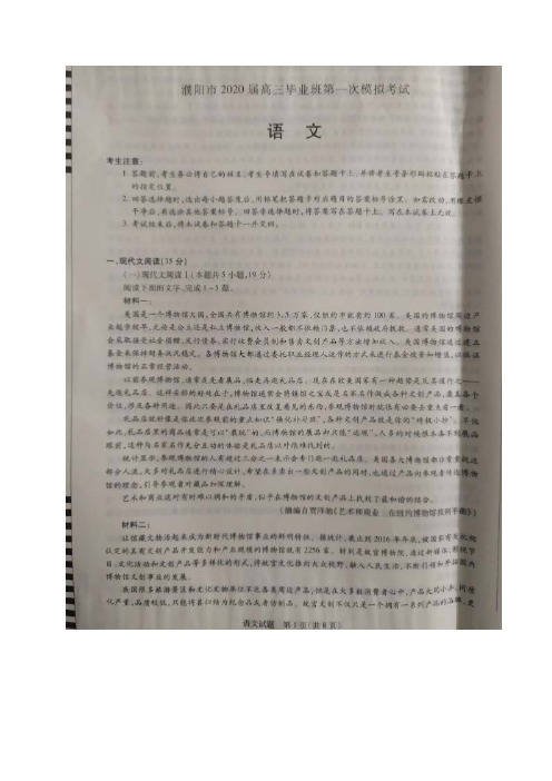 河南省濮阳市2020届高三毕业班第一次模拟考试语文试题--带答案--河南高考