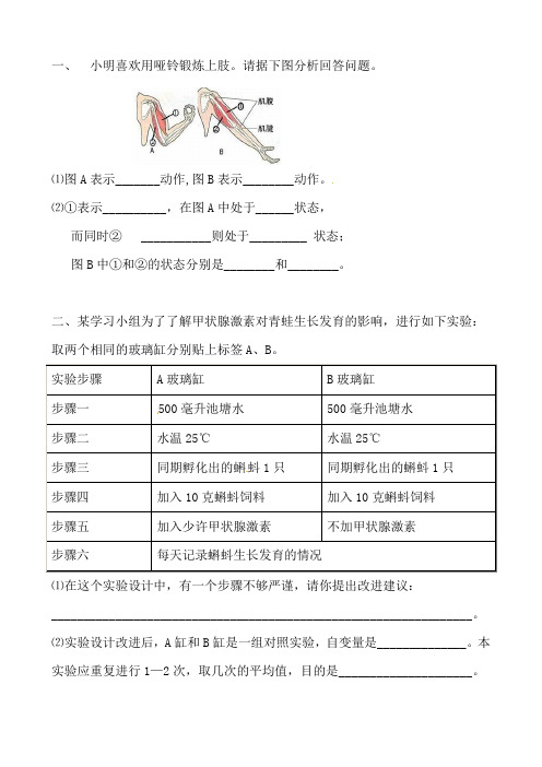 初中生物八年级上册识图题