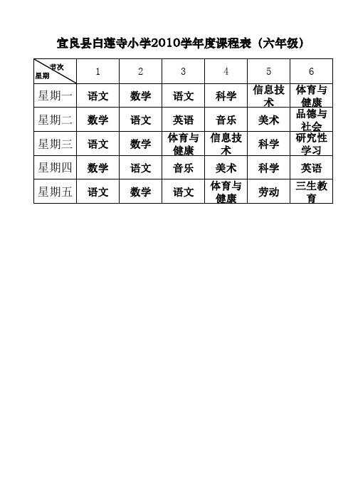 2010学年度上学期总课表分年级