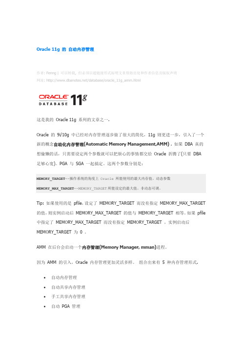 Oracle 11g 的 自动内存管理