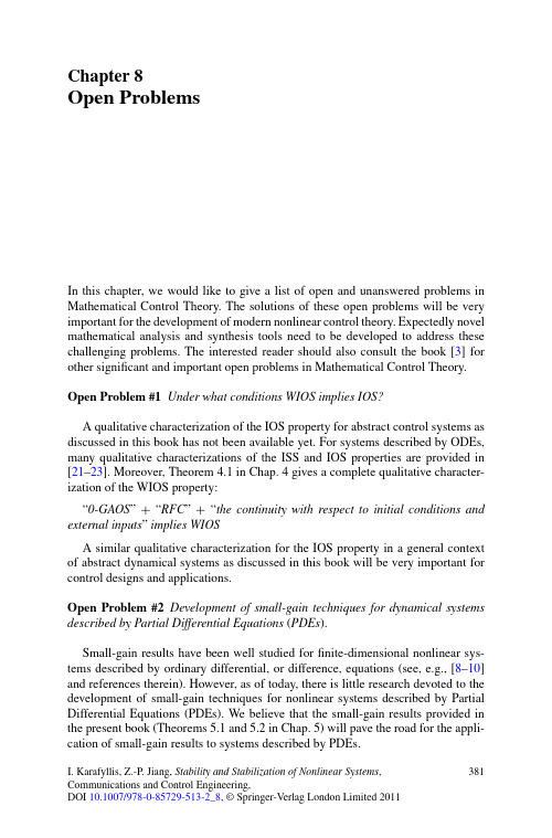 Stability and stabilization of nonlinear system-Chapter 8非线性系统稳定性和稳定化