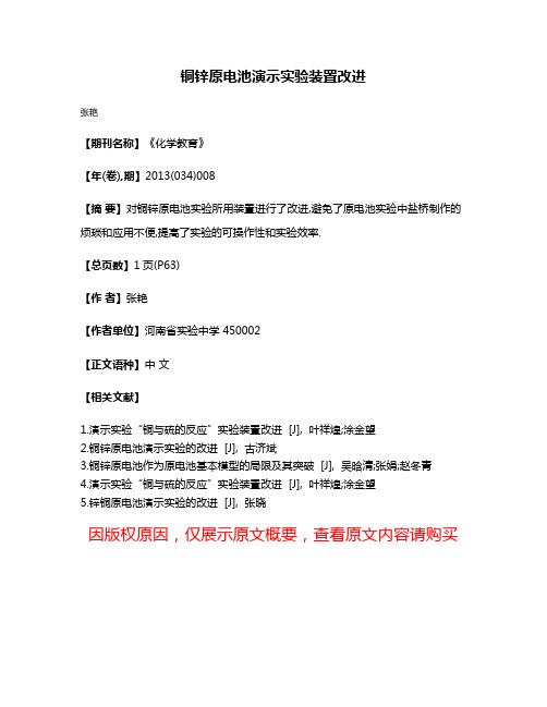 铜锌原电池演示实验装置改进