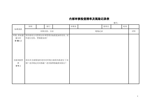 内部审核检查表(安全)