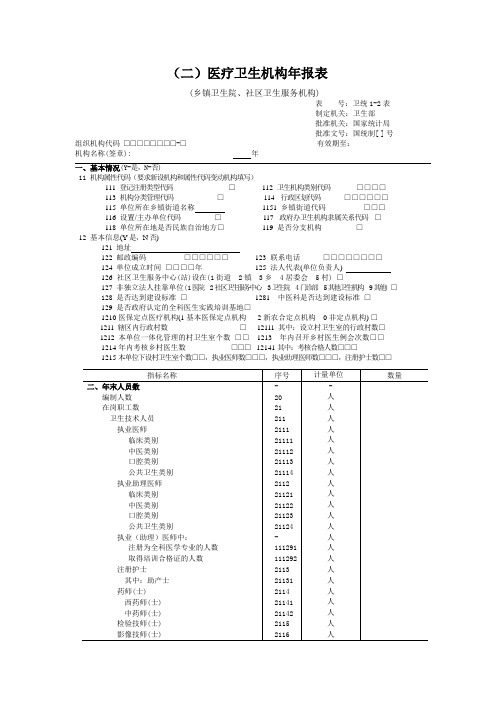 医疗卫生机构年报表