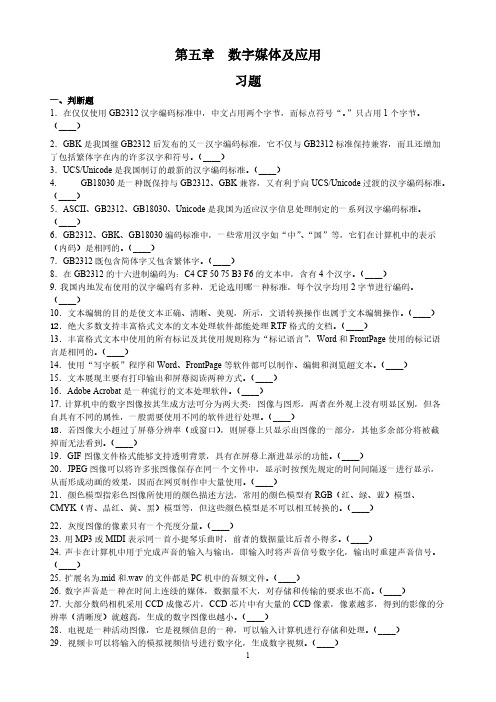 【免费下载】第五章  数字媒体及应用习题