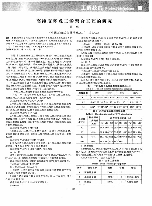 高纯度环戊二烯聚合工艺的研究