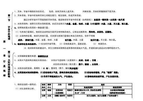 人教地理必修一第一章 行星地球  知识结构