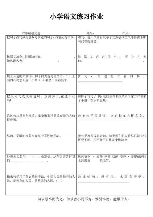 六年级语文课课通训练III (52)