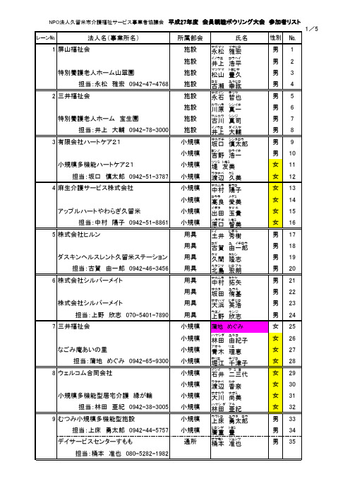 NPO法人久留米市介护福祉サービス事业者协议会 平成27 …