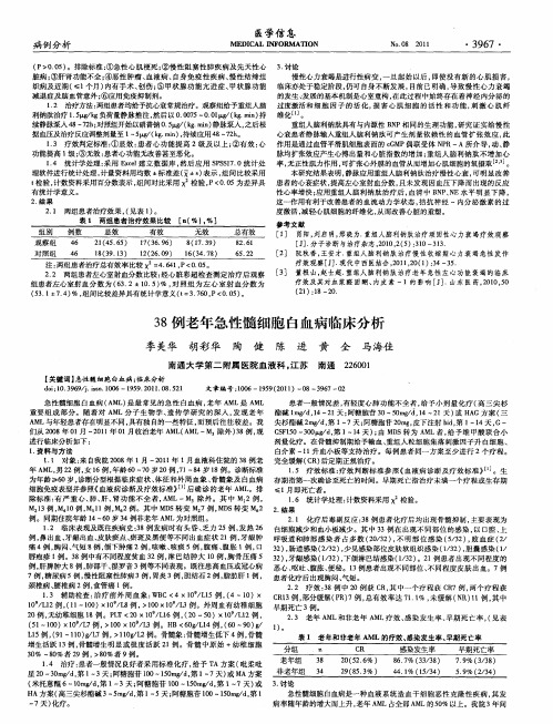 38例老年急性髓细胞白血病临床分析