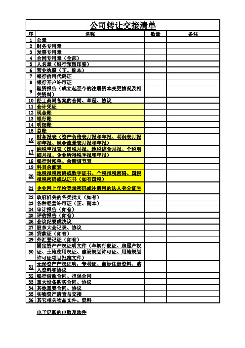 公司交接清单-公司交接清单模板