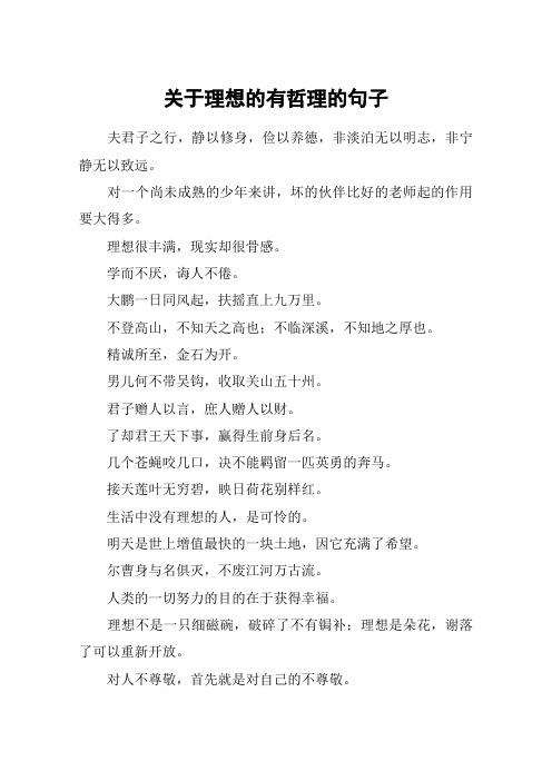 关于理想的有哲理的句子