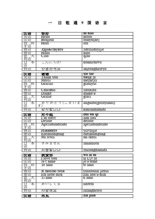 一日粗通9国语言