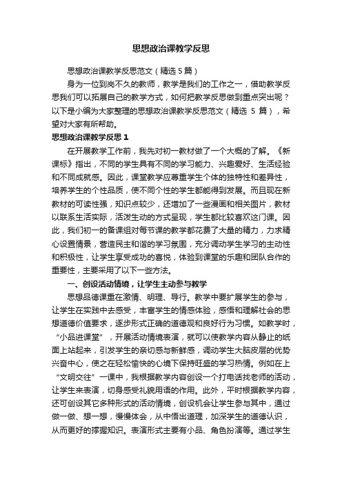 思想政治课教学反思