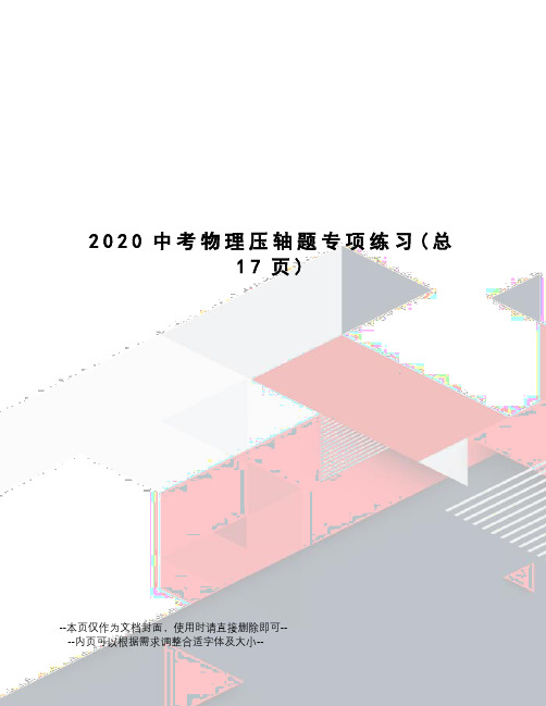 2020中考物理压轴题专项练习