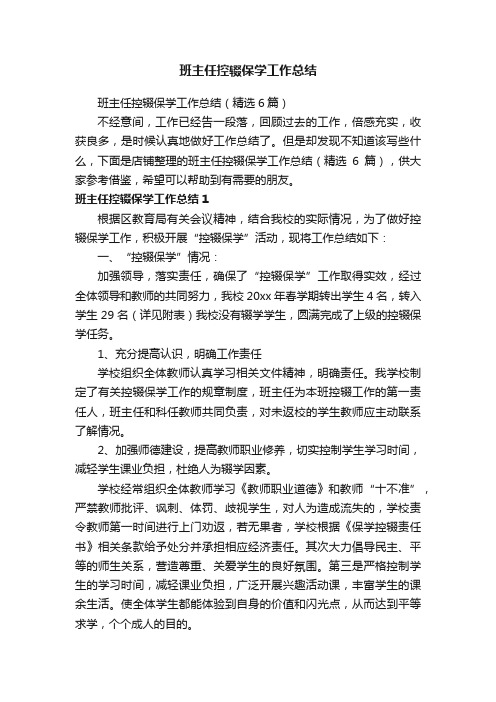 班主任控辍保学工作总结