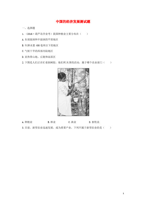八年级地理上册第4章中国的经济发展单元综合测试(新版