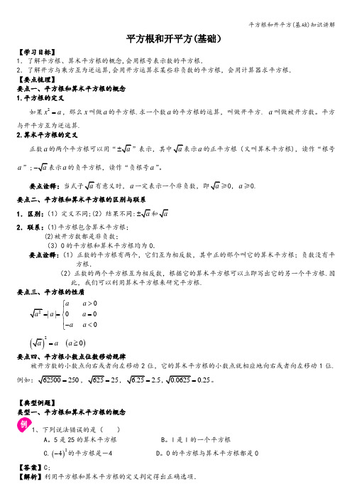 平方根和开平方(基础)知识讲解