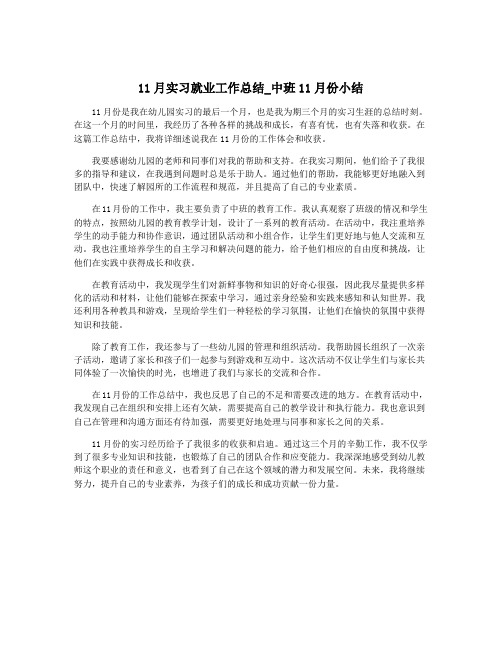 11月实习就业工作总结_中班11月份小结