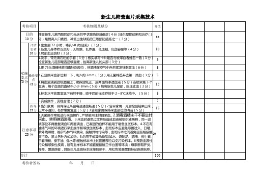 新生儿筛查评分表