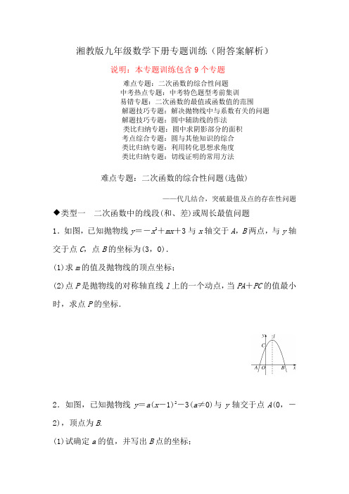 湘教版九年级数学下册专题训练(附答案与解析)