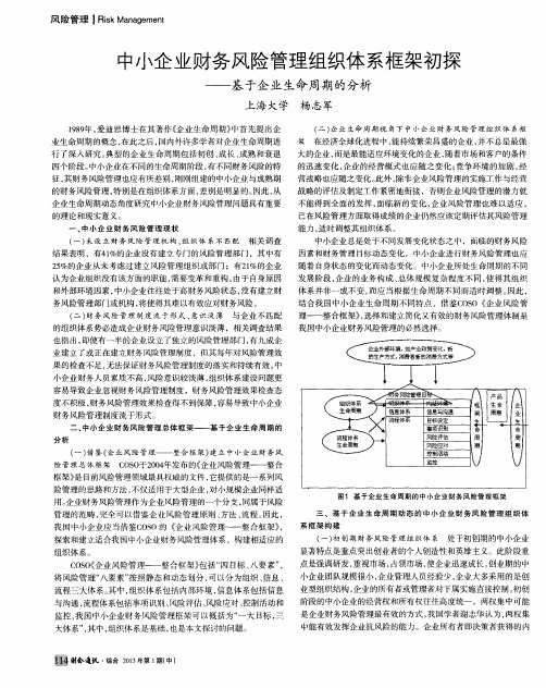 中小企业财务风险管理组织体系框架初探——基于企业生命周期的分析