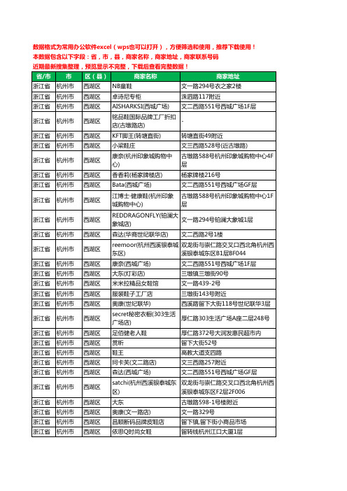 2020新版浙江省杭州市西湖区鞋工商企业公司商家名录名单黄页联系电话号码地址大全126家