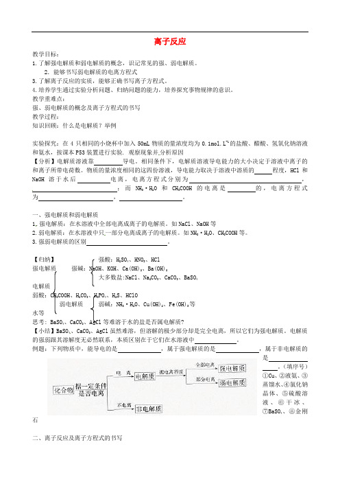 江苏省扬州市田家炳实验中学高中化学 专题二 第二单元 钠、镁及其化合物 离子反应学案(无答案)苏教版