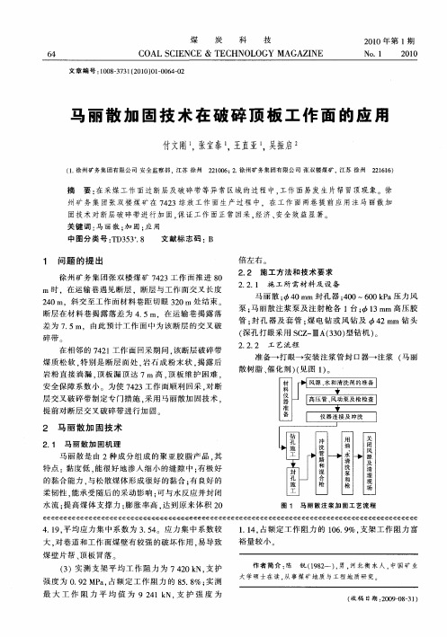 马丽散加固技术在破碎顶板工作面的应用