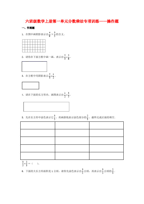 【题型专项特训】六年级数学上册第一单元分数乘法专项训练——操作题(人教版,含答案)