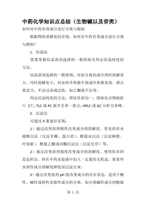 执业药师考试——中药化学知识点总结共28页