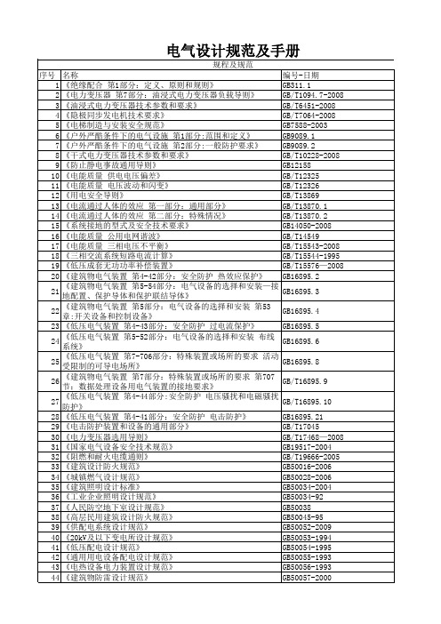 电气设计规范及手册