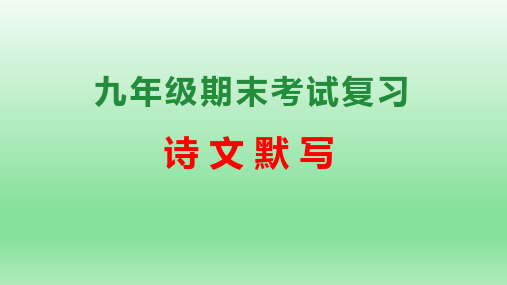 中考专题4诗文默写(考点串讲)九年级语文上学期期末考点大串讲(统编版)