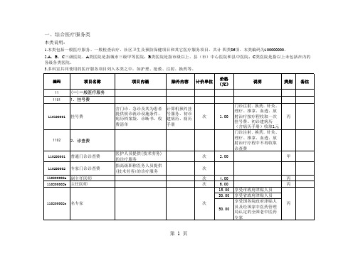 辽宁省诊疗收费标准