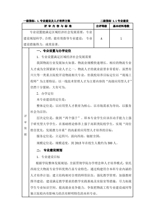 学士学位评估自评依据表模板