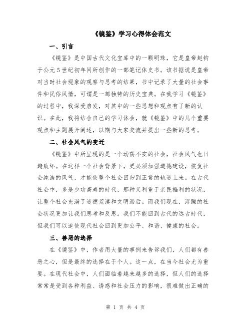 《镜鉴》学习心得体会范文