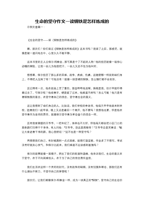 生命的坚守作文一读钢铁是怎样炼成的