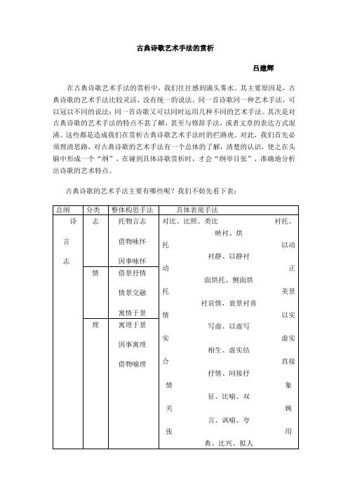 古典诗歌艺术手法的赏析