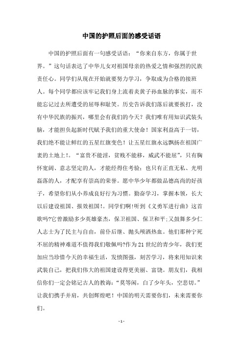 中国的护照后面的感受话语